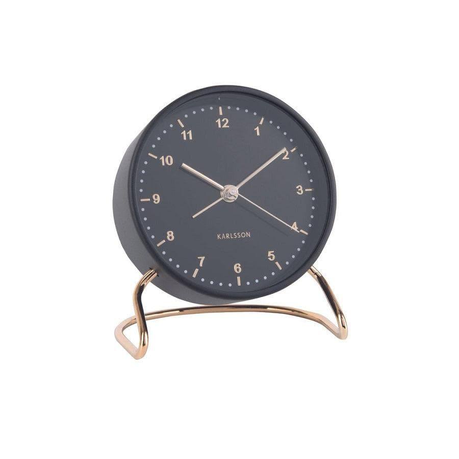 Karlsson Netherlands Stylish Numbers Alarm Clock - Black Gold