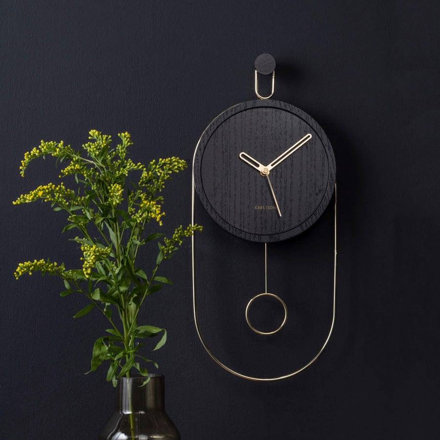 Karlsson Netherlands Swing Pendulum Wall Clock - Black Wood