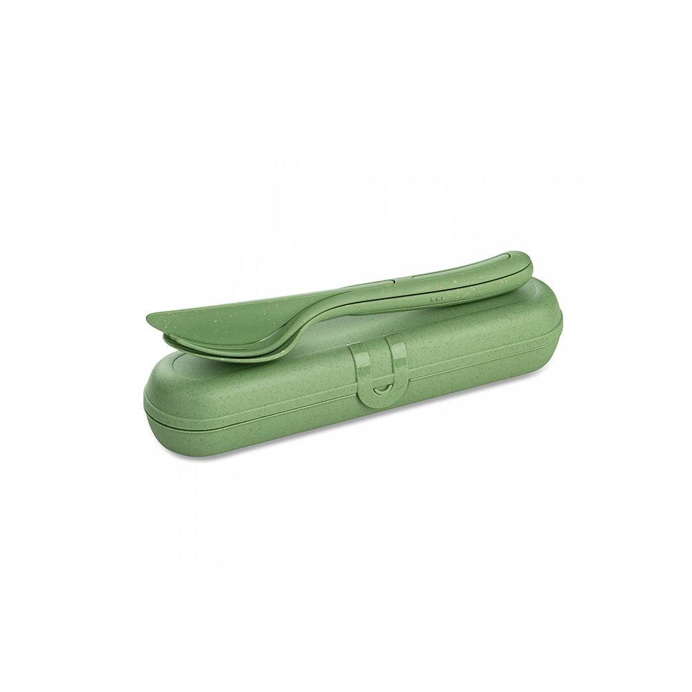 Koziol Germany Klikk Travel Cutlery Set - Leaf Green