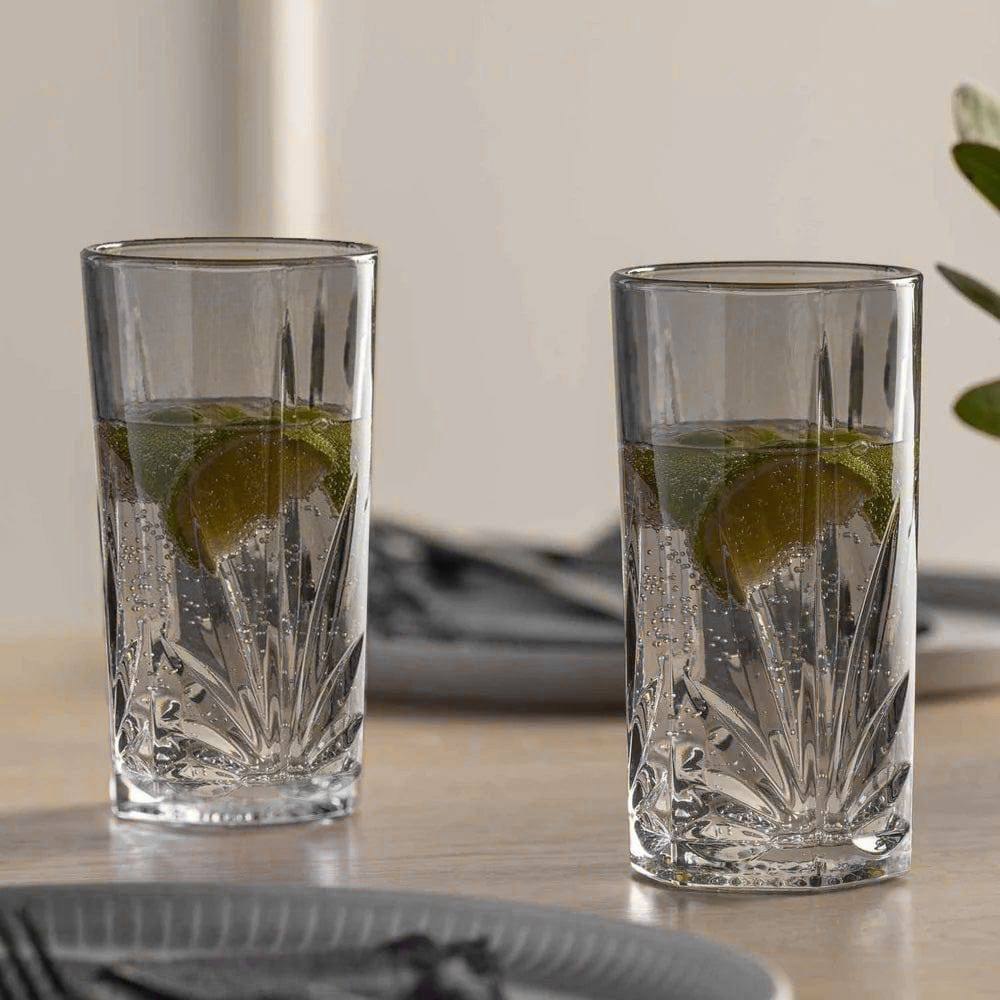 Leonardo Germany Capri Long Drink Tumblers 390ml, Set of 4 - Grey