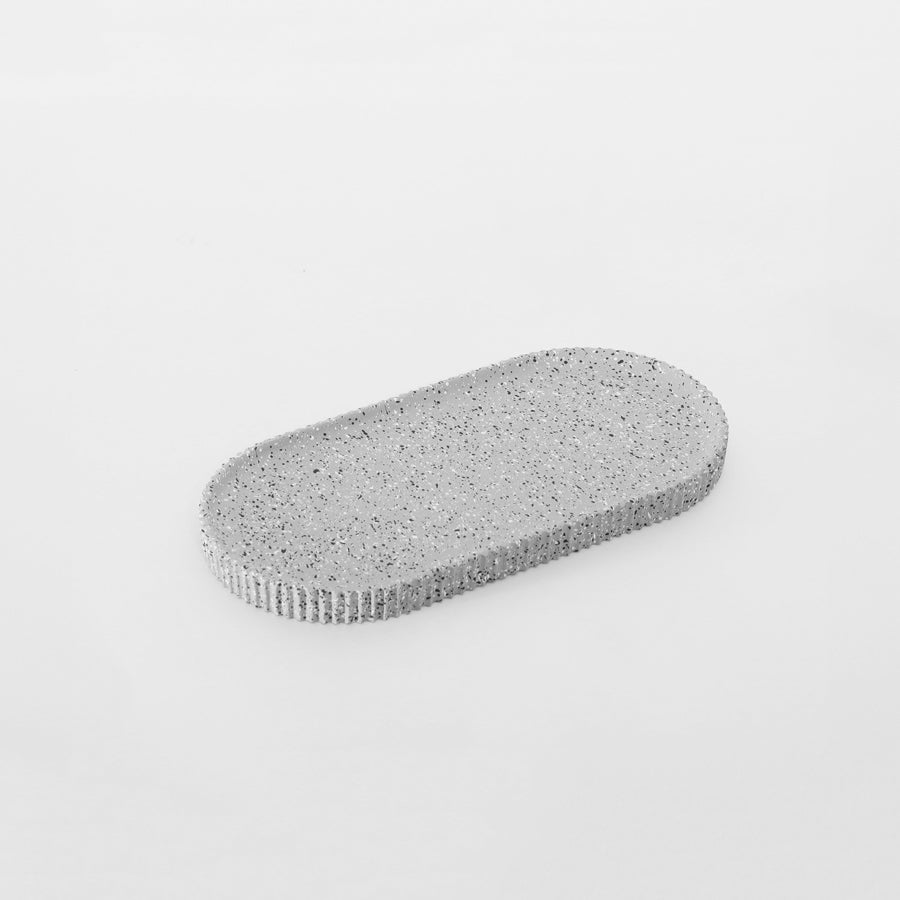 Lines Oval Tray - Speckled Grey