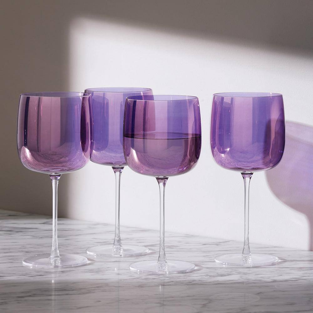 LSA International Aurora Wine Glasses 450ml, Set of 4 - Polar Violet