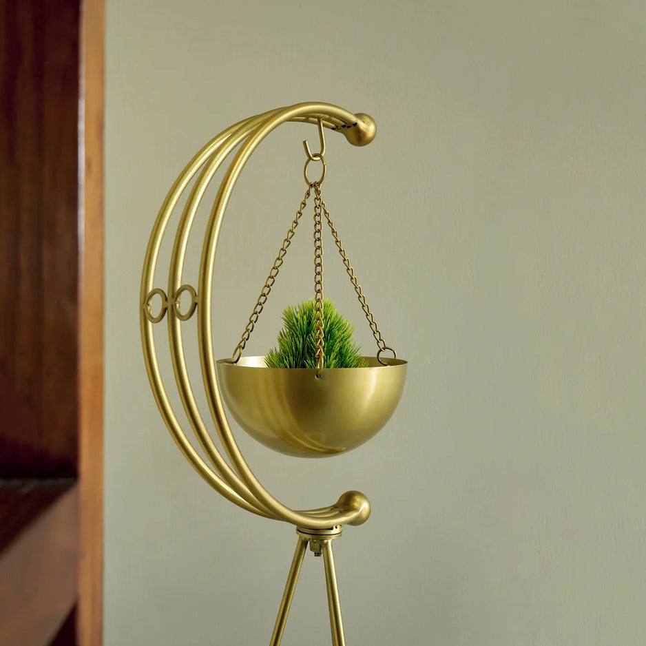 Muun Home Standing Tripod Planter - Gold & White Marble