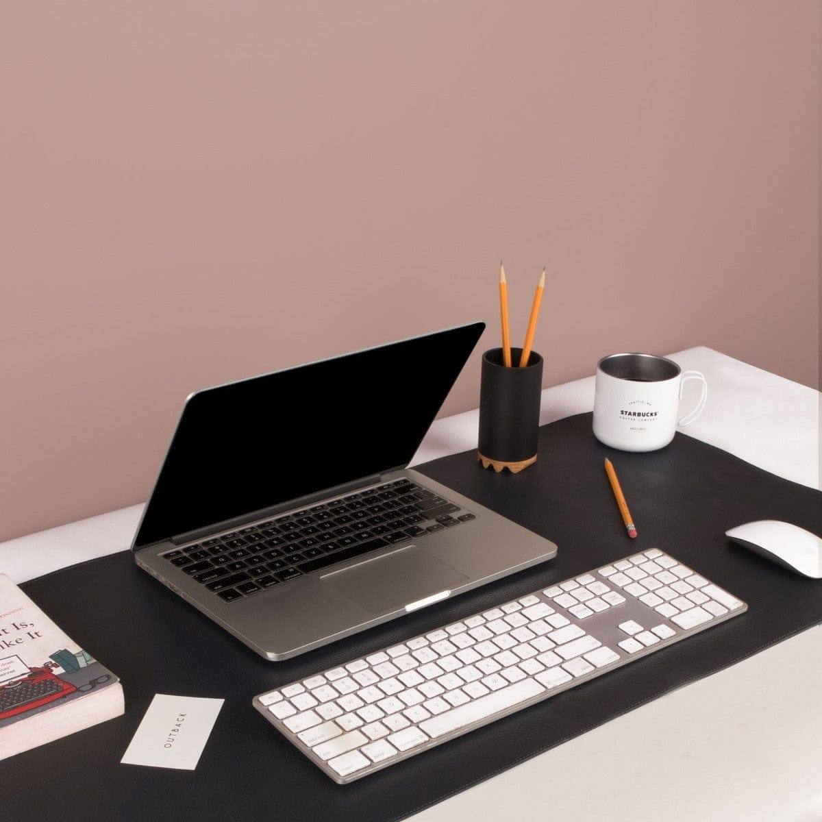 Outback Grained Leather Desk Mat Large - Navy