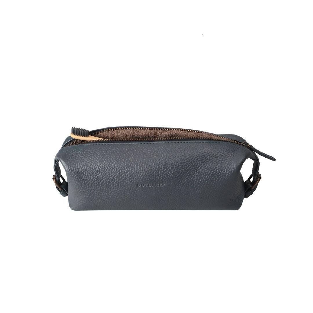 Outback Tokyo Leather Toilet Bag - Charcoal