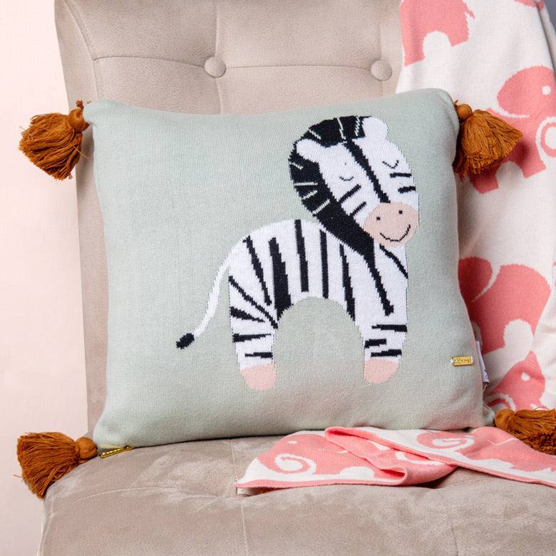 Pomme Knitted Cushion Cover - Zebra