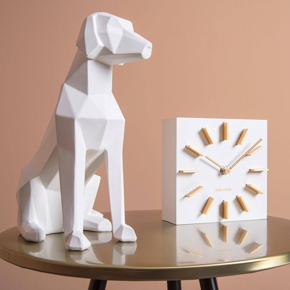 Present Time Sitting Dog Faceted Sculpture Large - White