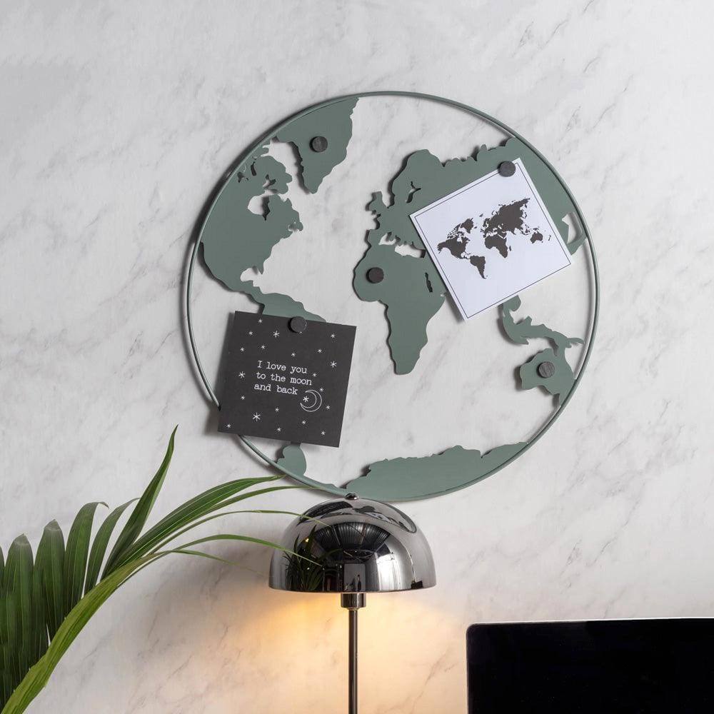 Present Time World Map Memo Board - Grey