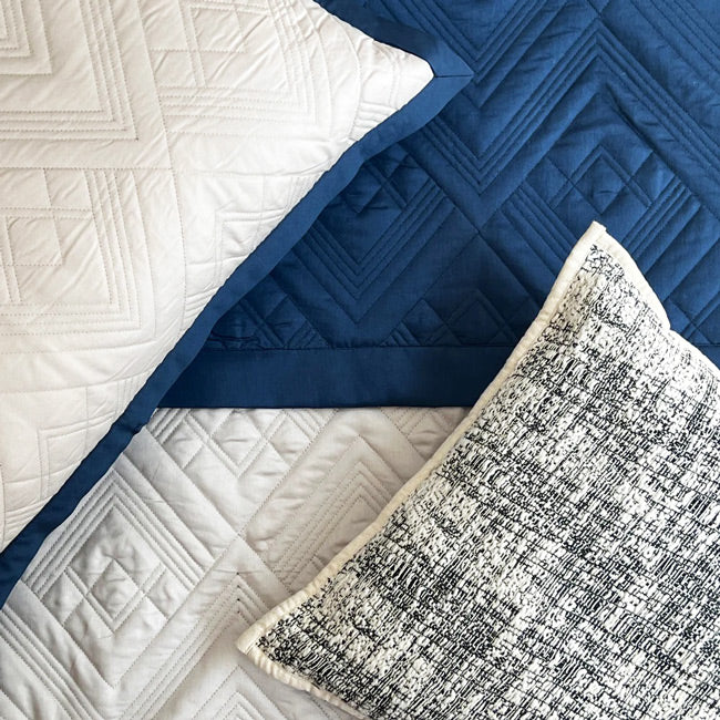 Quilted Cliff Reversible Bedspread - Navy & Ivory