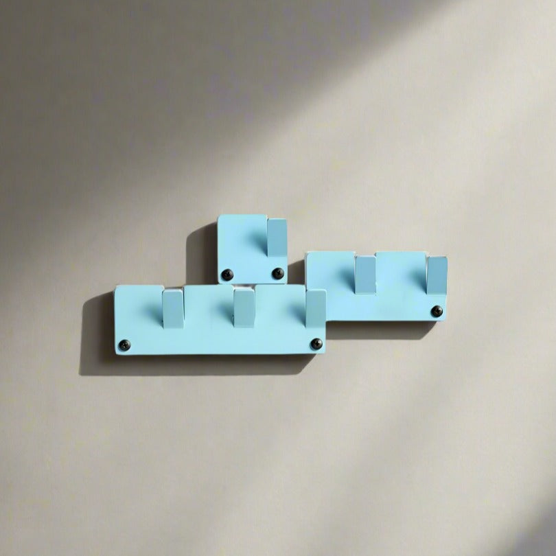 SPIN Tetris Wall Hooks, Set of 3 - Cyan Blue