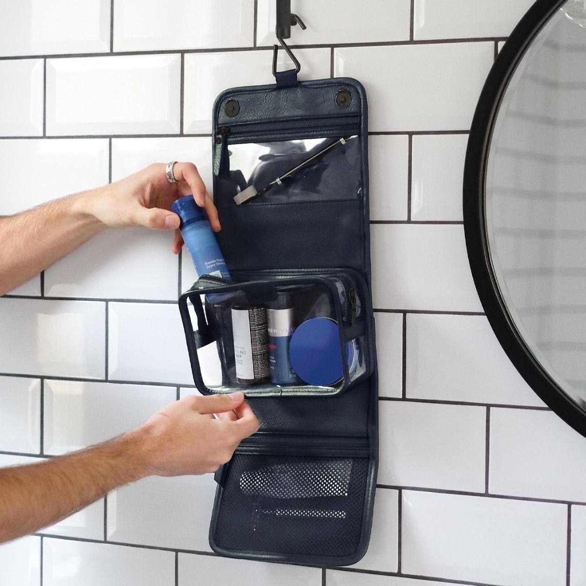 Stackers London Hanging Travel Washbag - Navy