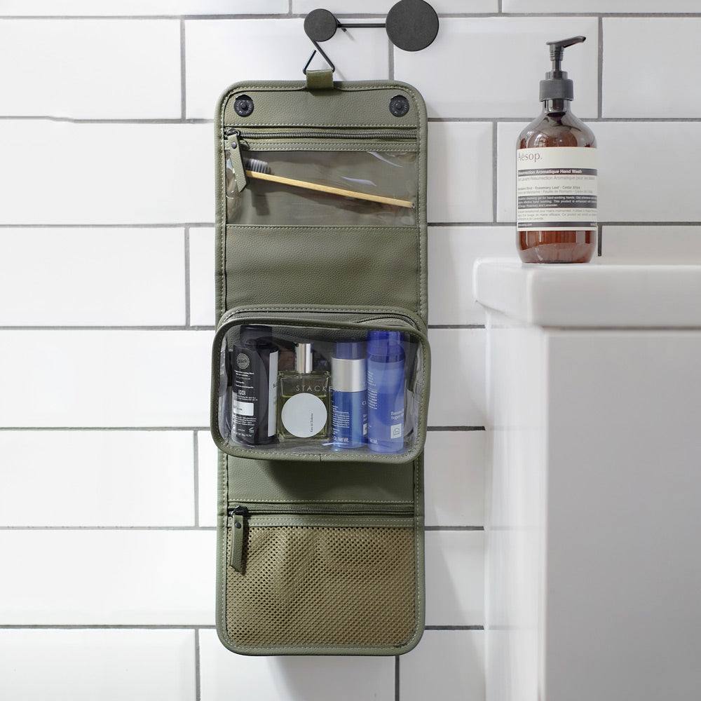 Stackers London Hanging Travel Washbag - Olive Green