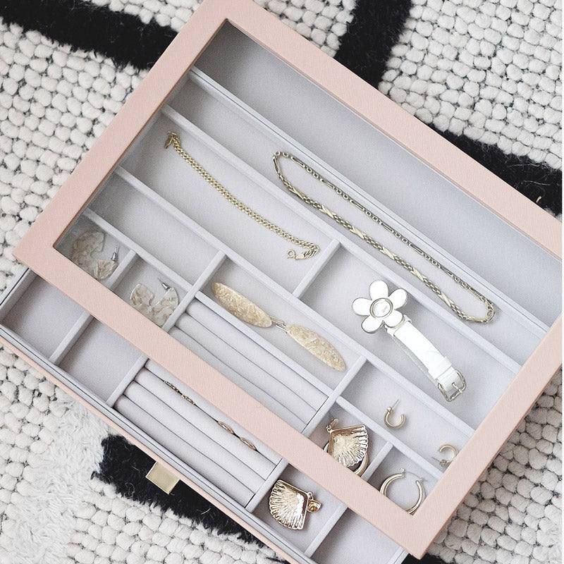 Stackers London Jewellery Storage Drawer with Glass Window Large - Blush Pink