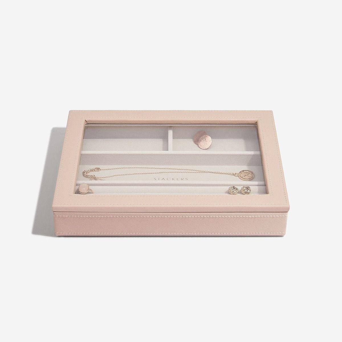 Stackers London Rings & Accessories Box with Glass Lid - Blush Pink