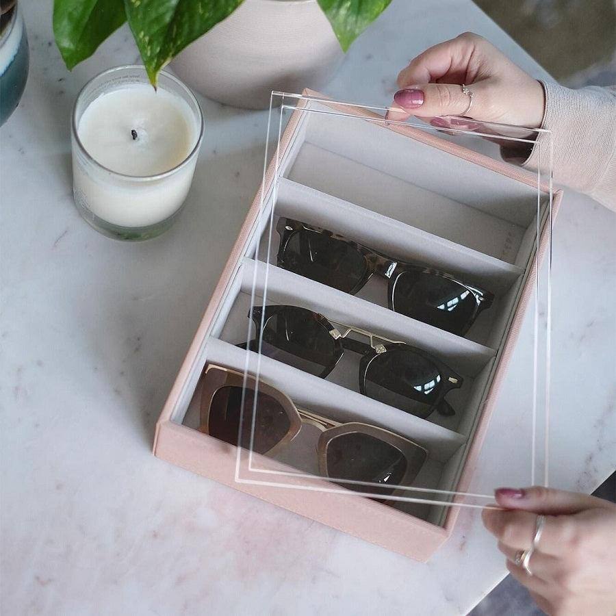 Stackers London Sunglasses Box with Acrylic Lid - Blush Pink