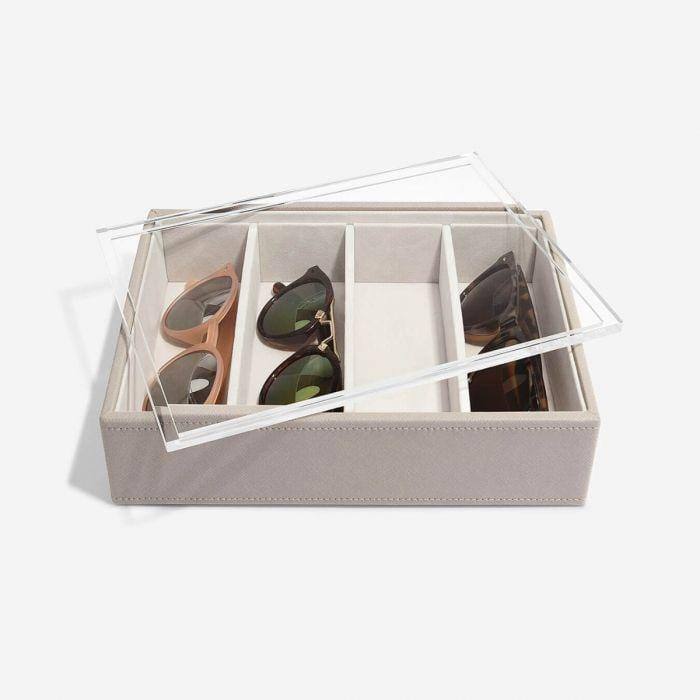 Stackers London Sunglasses Box with Acrylic Lid - Taupe