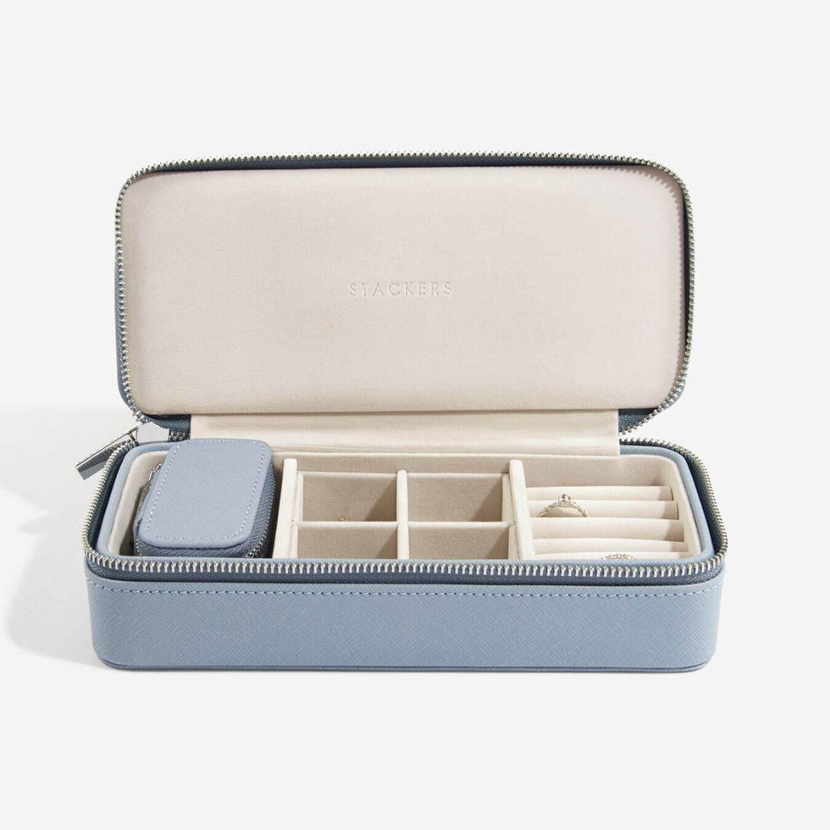 Stackers London Travel Jewellery Pouch Duo - Dusky Blue