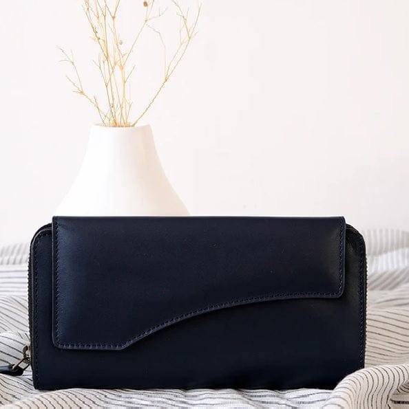 The Postbox Florentine Long Wallet - Deep Blue Sea