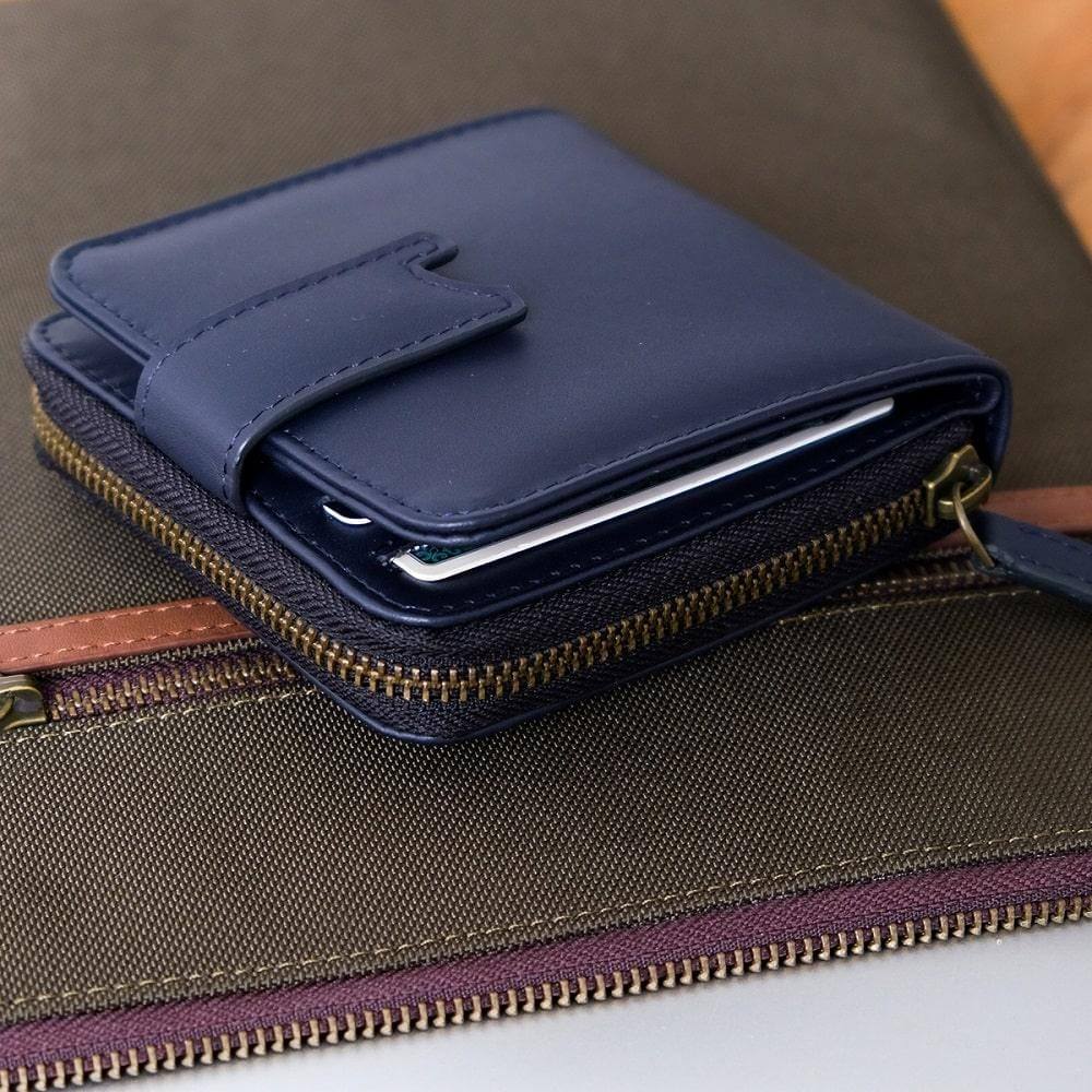 The Postbox Siena Bifold Zipper Wallet - Deep Blue Sea