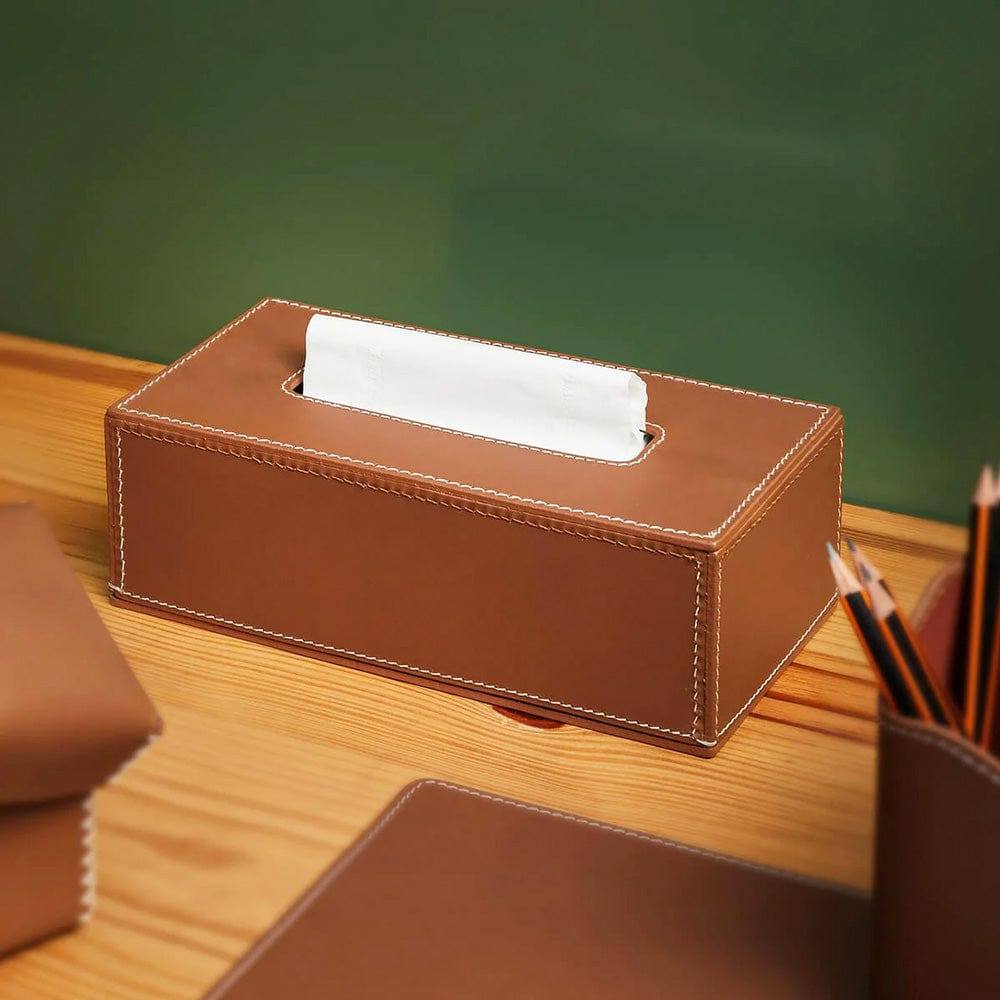 Three Sixty Modella Tissue Box Holder - Cognac