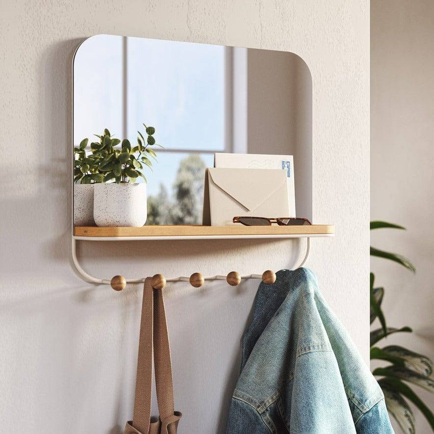 Umbra Estique Mirror with Hooks - White