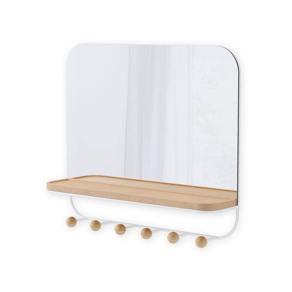 Umbra Estique Mirror with Hooks - White