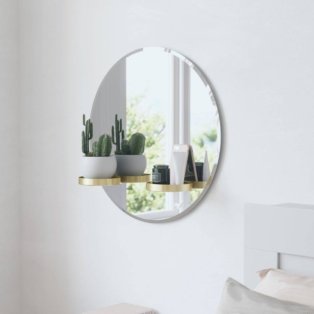 Umbra Perch Round Wall Mirror - Brass