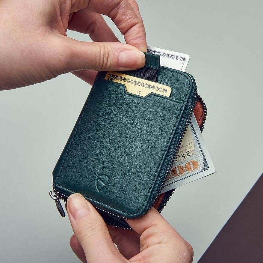 Vaultskin London Notting Hill Zip Wallet - Green RFID