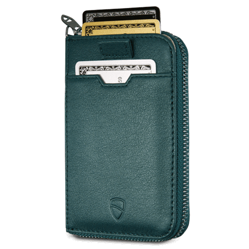 Vaultskin London Notting Hill Zip Wallet - Green RFID